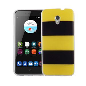  Handy H�lle f�r ZTE Blade V7 Cover Case Schutz Tasche Motiv Slim TPU + Panzer Schutz Glas 9H Gelb / Schwarz