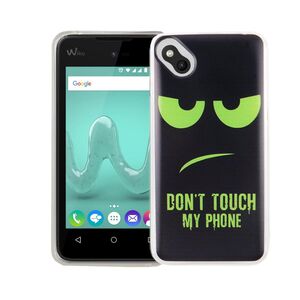  Handy H�lle f�r Wiko Sunny Cover Case Schutz Tasche Motiv Slim TPU + Panzer Schutz Glas 9H Dont Touch my Handy Gr�n