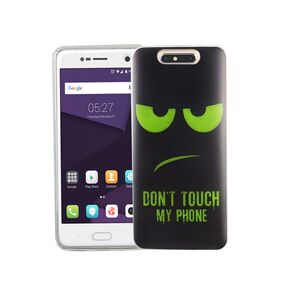 Handy H�lle f�r ZTE Blade V8 Cover Case Schutz Tasche Motiv Slim TPU + Panzer Schutz Glas 9H Dont Touch my Handy Gr�n