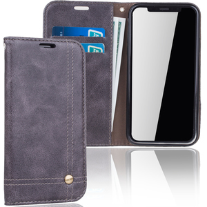 Handy Hlle Schutz Tasche fr Apple iPhone XS Cover Wallet Etui Grau