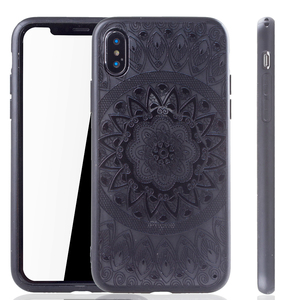 Handy H�lle Mandala f�r Apple iPhone XS Design Case Schutzh�lle Motiv Kreis Cover Tasche Bumper Schwarz