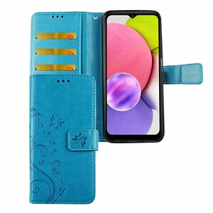 Samsung Galaxy A02s Tasche Handy H�lle Schutz-Cover Flip-Case mit Kartenfach Blau