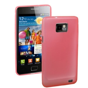 Schutzhlle Case Ultra Dnn 0,3mm fr Handy Samsung Galaxy S2 i9100 Rot Transparent