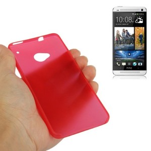 Schutzh�lle Case Ultra D�nn 0,3mm f�r Handy HTC One M7 Rot Transparent