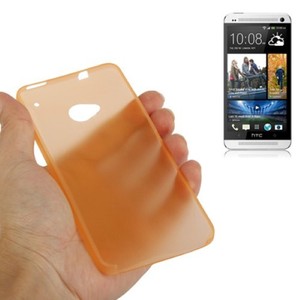 Schutzhlle Case Ultra Dnn 0,3mm fr Handy HTC One M7 Orange Transparent