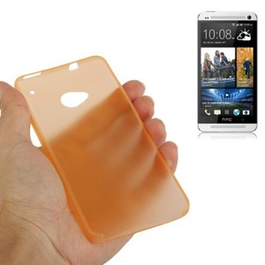 Schutzh�lle Case Ultra D�nn 0,3mm f�r Handy HTC One M7 Orange Transparent