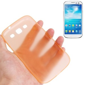 Schutzhlle Case Ultra Dnn 0,3mm fr Handy Samsung Galaxy S3 i9300 / i9305 / S3 NEO i9301 Orange Transparent