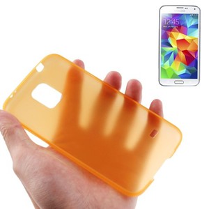 Schutzh�lle Case Ultra D�nn 0,3mm f�r Handy Samsung Galaxy S5 / S5 Neo orange Transparent