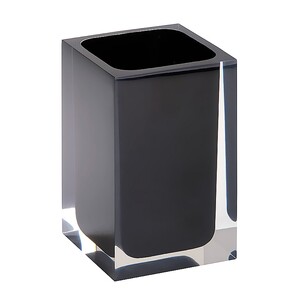 BISTA Glashalter Polyresin Schwarz 72x110x72 mm für Bad & Küche >> freistehend anwendbar