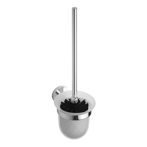 BOMEGA WC-Brstengarnitur mit Glasbehlter Brste schwarz Messing Chrom poliert 95x360x140 mm fr Bad & WC >> zum Bohren oder Kleben