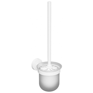 WHITE WC-Brstengarnitur Messing Wei mit Glasbehlter 95x370x140 mm fr Bad & WC >> zum Bohren oder Kleben