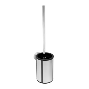 BOMEGA WC-Bürstengarnitur Bürste schwarz Messing Chrom poliert 95x385x120 mm für Bad & WC >> zum Bohren oder Kleben