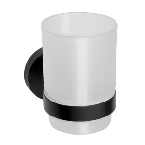 BARK Glashalter mit Glas Messing Schwarz 70x95x105 mm für Bad & Küche >> zum Bohren oder Kleben