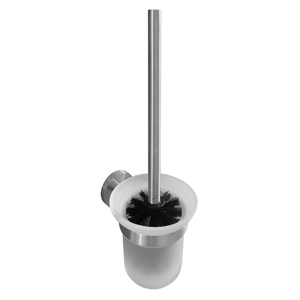BEO WC-Brstengarnitur mit Glasbehlter Edelstahl matt schwarze Brste 110x350x130 mm fr Bad & WC >> zum Bohren oder Kleben