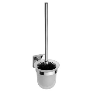 META WC-Brstengarnitur mit Glasbehlter schwarze Brste Messing Chrom poliert 655x55x215 mm fr Bad & WC >> zum Bohren oder Kleben