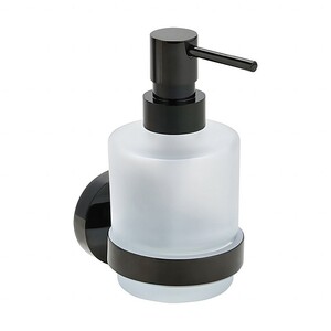 BEMATIT Seifenspender MINI Messing Milchglas Metallic Grau poliert 75x145x100 mm, 200 ml f�r Bad & K�che >> zum Bohren oder Kleben