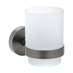 BAPHIT Glashalter mit Glas Messing Milchglas Metallic Grau matt 70x95x105 mm fr Bad & Kche >> zum Bohren oder Kleben