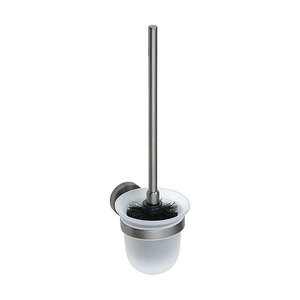 BAPHIT WC-Brstengarnitur mit Glasbehlter Messing Milchglas Metallic Grau matt 95x360x140 mm fr Bad & WC >> zum Bohren oder Kleben