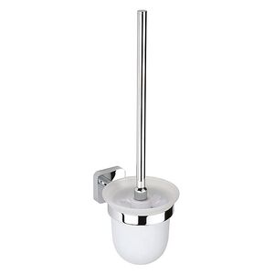 BASI WC-Brstengarnitur mit Glasbehlter Messing Glas Chrom poliert 110x370x145 mm fr Bad & WC >> zum Bohren