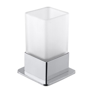 BASA Glashalter mit Glas Messing Milchglas Chrom 75x110x75 mm fr Bad & WC >> freistehend anwendbar