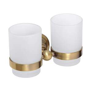 BETRO BRONZE Doppelglashalter Messing Glas Bronze 165x95x90 mm f�r Bad & WC >> zum Bohren