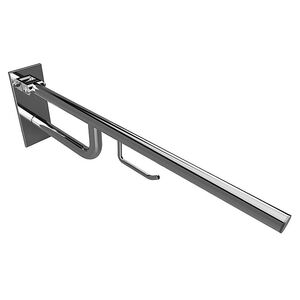 BELP St�tzklappgriff mit Toilettenpapierhalter Edelstahl poliert mit Abdeckung 103x253x850 mm, 120 kg Traglast f�r Bad & WC >> zum Bohren