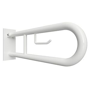 BELP St�tzklappgriff in U-Form mit Toilettenpapierhalter Eisen Wei� mit Abdeckung 100x250x829 mm, 120 kg Traglast f�r Bad & WC >> zum Bohren