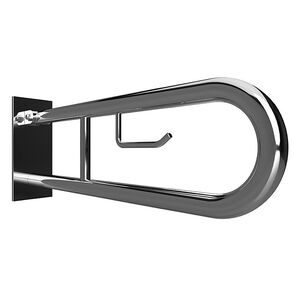 BELP St�tzklappgriff in U-Form mit Toilettenpapierhalter Edelstahl poliert mit Abdeckung 100x250x916 mm, 120 kg Traglast f�r Bad & WC >> zum Bohren