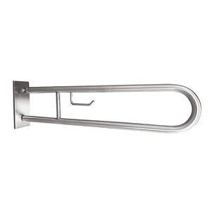 BELP St�tzklappgriff in U-Form mit Toilettenpapierhalter Edelstahl geb�rstet mit Abdeckung 100x250x916 mm, 120 kg Traglast f�r Bad & WC >> zum Bohren