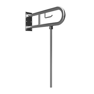 BELP St�tzklappgriff in U-Form mit Standfu� & Toliettenpapierhalter Edelstahl geb�rstet 100x800x616 mm, 120 kg Traglast f�r Bad & WC >> zum Bohren