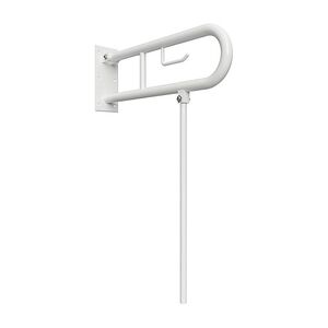 BELP St�tzklappgriff in U-Form mit Standfu� & Toliettenpapierhalter Eisen Wei� 100x800x766 mm, 120 kg Traglast f�r Bad & WC >> zum Bohren