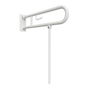 BELP St�tzklappgriff in U-Form mit Standfu� & Toliettenpapierhalter Eisen Wei� 100x800x829 mm, 120 kg Traglast f�r Bad & WC >> zum Bohren