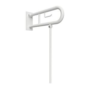 BELP St�tzklappgriff in U-Form mit Standfu� & Toliettenpapierhalter Eisen Wei� mit Abdeckung 100x800x829 mm, 120 kg Traglast f�r Bad & WC >> zum Bohren