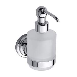 BETRO CHROM Seifenspender Messing Glas Chrom 75x150x120 mm, 200 ml f�r Bad & K�che >> zum Bohren