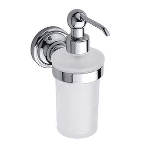 BETRO CHROM Seifenspender Messing Glas Chrom 80x190x120 mm, 230 ml f�r Bad & K�che >> zum Bohren