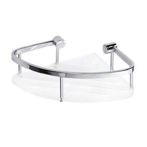 BYTRO Eckseifenkorb Messing Acryl matt Wei� Chrom 200x265x78 mm f�r Bad & WC >> zum Bohren