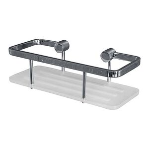 BYTRO Seifenkorb Messing Acryl matt Wei� Chrom 110x250x75 mm f�r Bad & WC >> zum Bohren