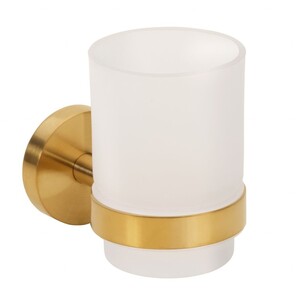 BABLO Glashalter mit Glas Messing Milchglas Gold matt 105x70x95 mm fr Bad & Kche >> zum Bohren oder Kleben