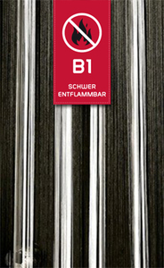 Fadenvorhang 150 cm x 250 cm (BxH) schwarz-wei� in B1 schwer entflammbar