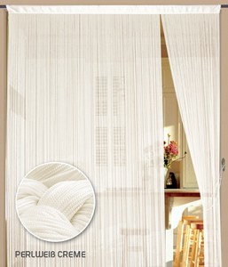 Fadenvorhang 150 cm x 500 cm (BxH) perlwei� creme