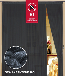 Fadenvorhang 150 cm x 300 cm (BxH) grau in B1 schwer entflammbar