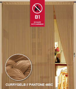 Fadenvorhang 150 cm x 300 cm (BxH) currygelb gold in B1 schwer entflammbar
