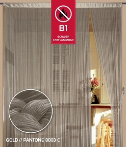 Fadenvorhang 150 cm x 300 cm (BxH) gold in B1 schwer entflammbar