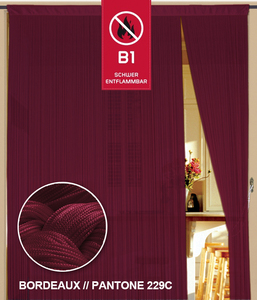 Fadenvorhang 150 cm x 300 cm (BxH) bordeaux in B1 schwer entflammbar