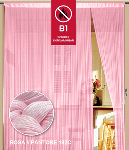 Fadenvorhang 150 cm x 300 cm (BxH) rosa in B1 schwer entflammbar