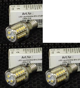 1591 LED Leuchtmittel E-14 27 x SMD LEDs 2 Watt 3-er Pack 