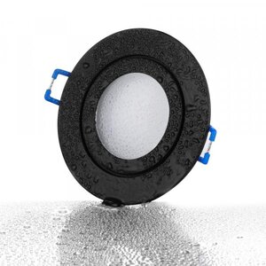299 	Feuchtraum Einbau Spot Schwarz rund mit Schutzglas