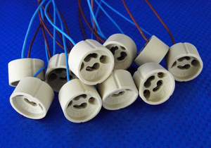 4384 Fassung Keramik GU10 Sockel Befestigungs-L�cher 10er Pack