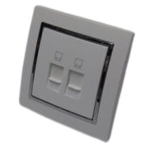 6974 Levina S Netzwerk Dose 2 x RJ45 silberner Rand