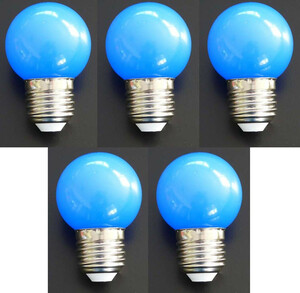 7360 LED Tropfen Lampe 1 Watt blau Sockel E-27 5-er SET